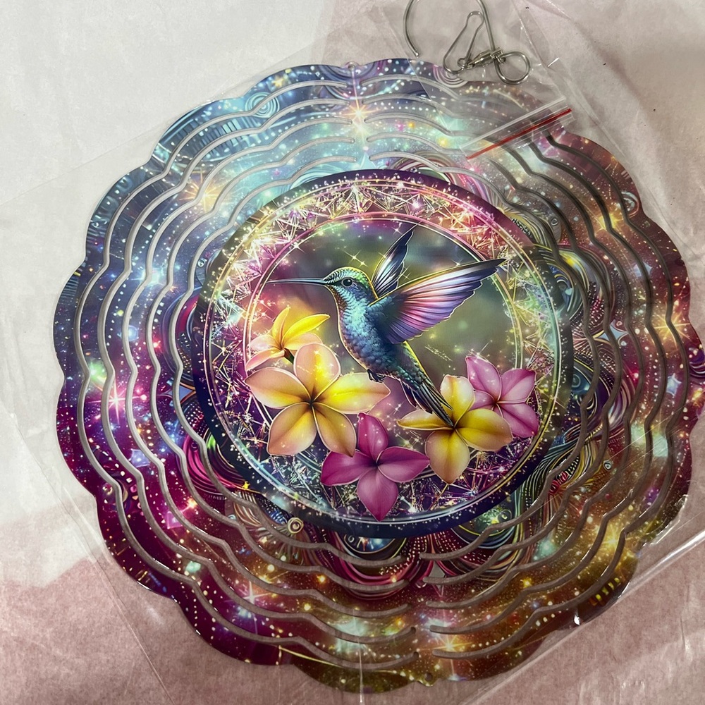 Colorful Hummingbird Wind Spinner